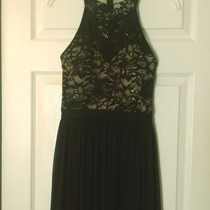 Morgan & Co. Black Sequined Lace Flare dress